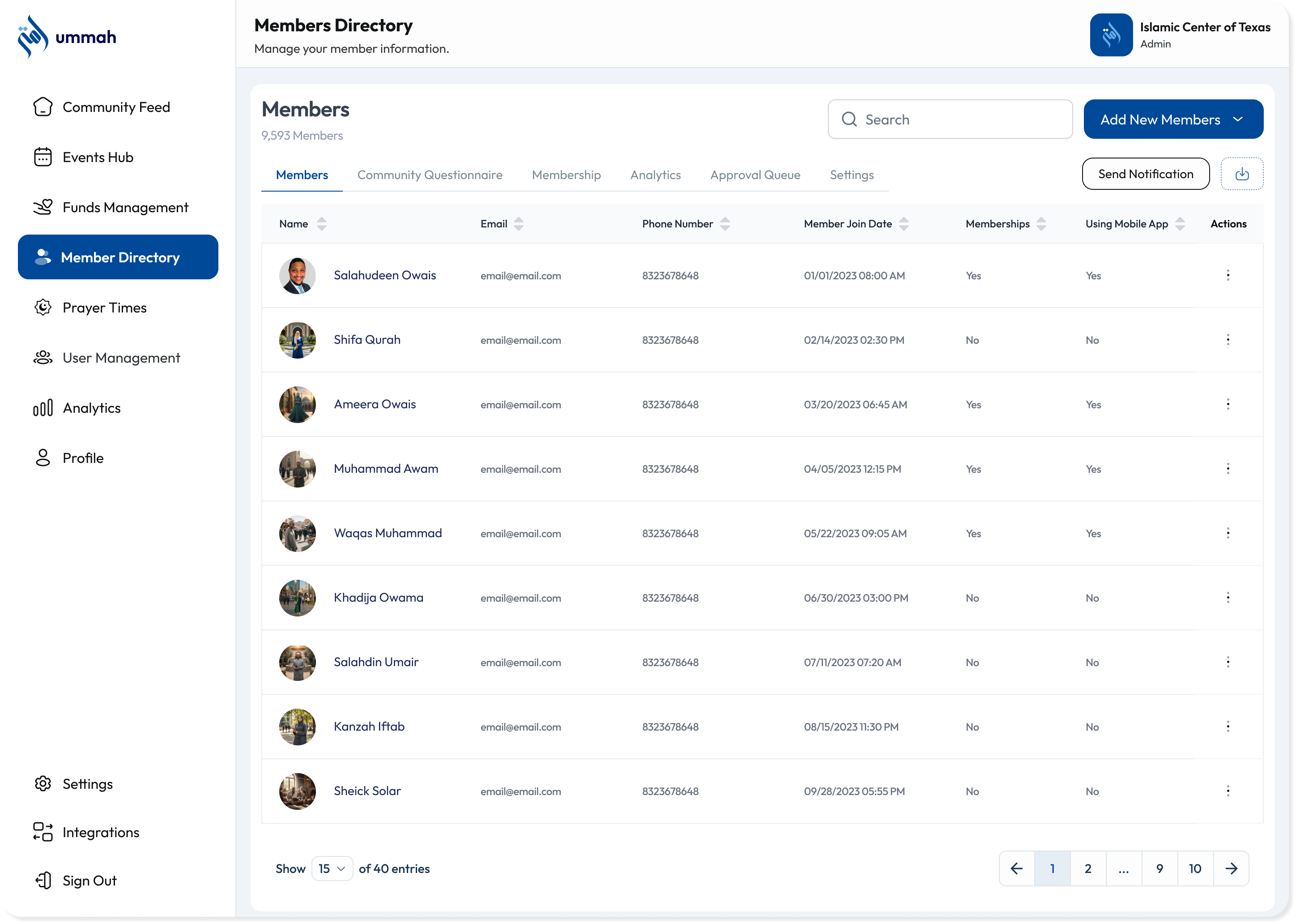 Family directory inside the Community Portal
