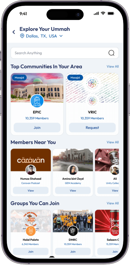 Explore Muslim communities near you on the Ummah app